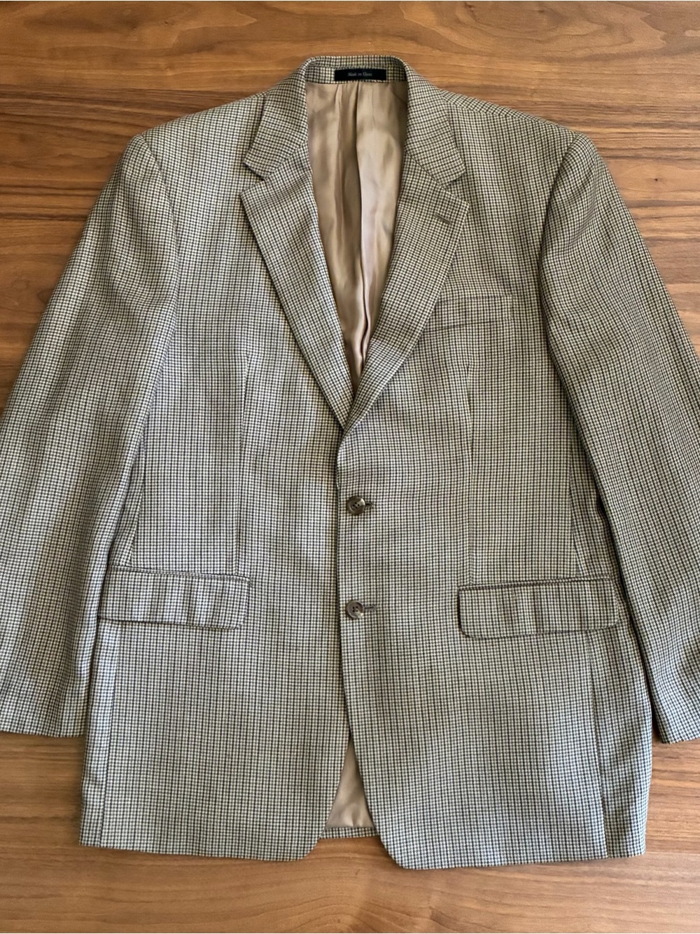 Chaps Men's Houndstooth Sport Coat in Beige and Brown